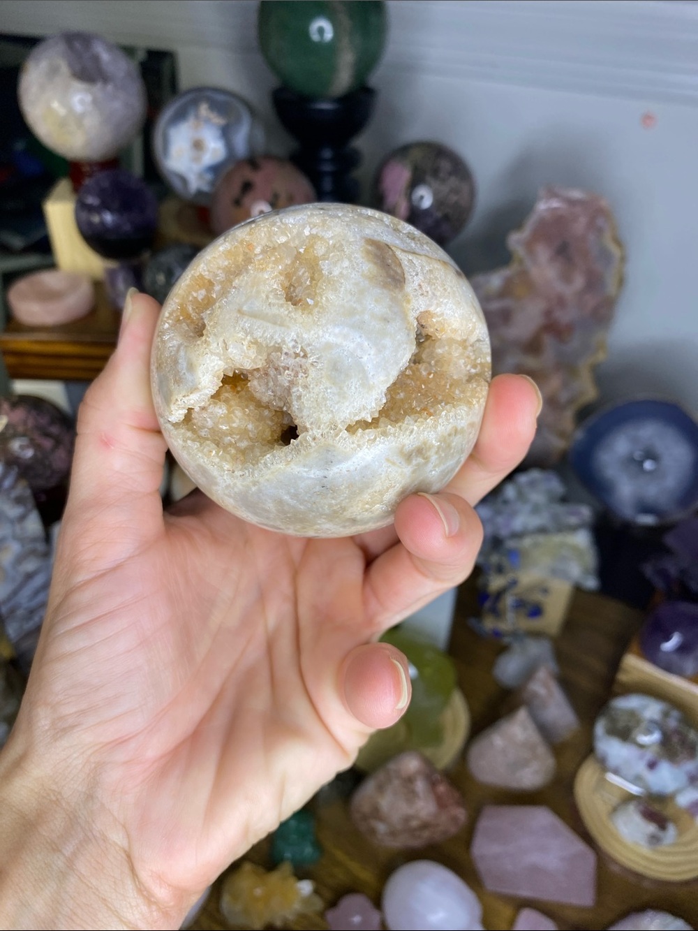 Premium Ocean Jasper Druzy Portal Sphere | Rare Collector Grade Specimen | 487g